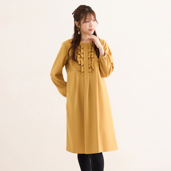 【m】LERURE SheerA-lineonepiece マスタード m】LERURE SheerA-lineonepiece マスタード m】LERURE SheerA