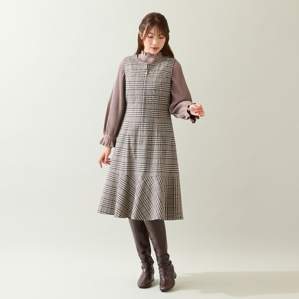 MIXチェックジャンパースカート | レディースファッション