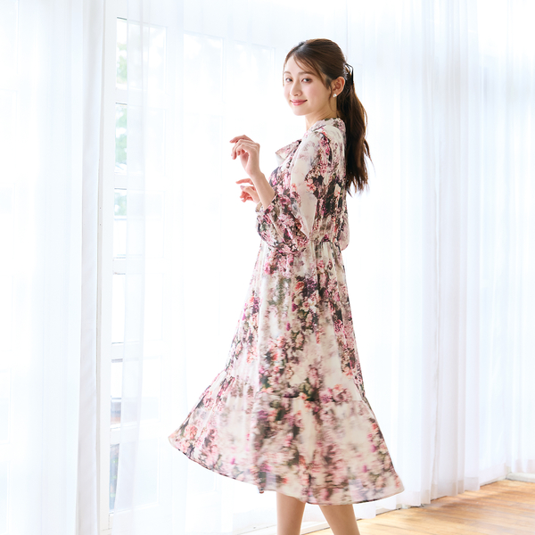オリジナルプリントリボンタイワンピース | レディースファッション