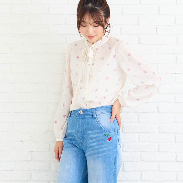 新品未使用・ローズティアラの新作完売レギンス（46サイズ）良く伸びる生地です 伸縮性◎／ストレッチ発熱】裾リボンレギンスパンツ（51056503