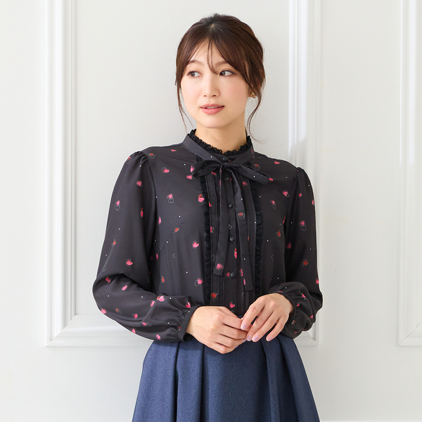 ロドリリオン　レオパードリボンタイブラウス ロドリリオン レオパードリボンタイブラウス レオパードプリント