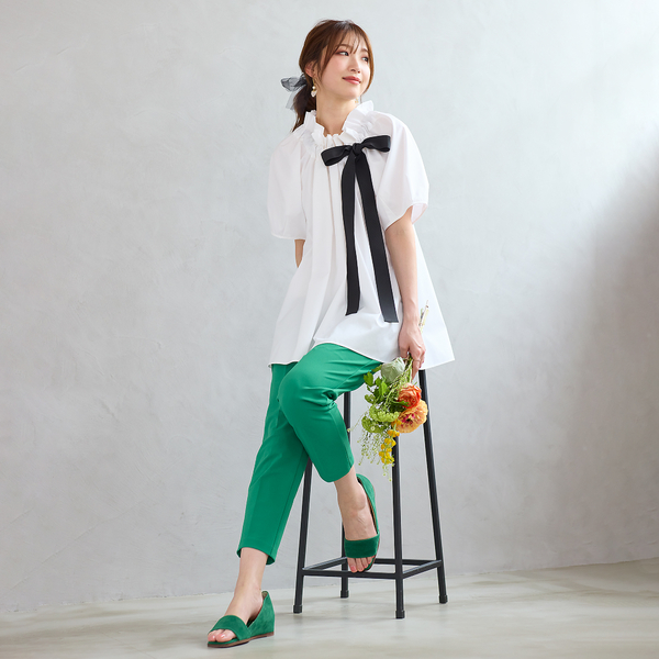 ブラウス シャツ 「接触冷感/UVカット/イージーケア/水洗いOK」ギャザーリボンブラウス レディース Rose Tiara｜【接触冷感/UVカット/イージーケア/水洗いOK