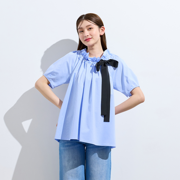 美品✨yori フラップ ブラウス ギャザー リボン ギャザーリボンブラウス | Rlab store
