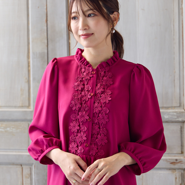 手洗いOK】ケミカルレース切替ブラウス | レディースファッション