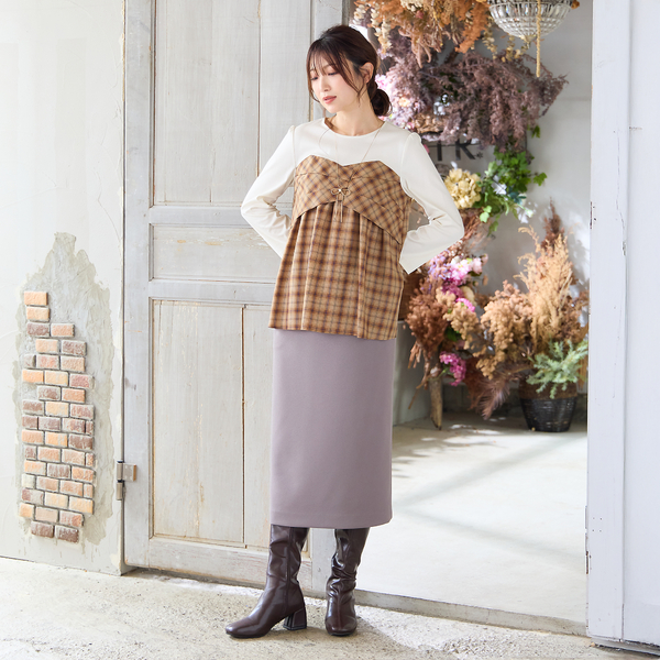 美品　ローズティアラ　ティアードスカート　50号　大きいサイズ　大人かわいい Rose Tiara (Women/大きいサイズ) / ローズティアラ(大きい