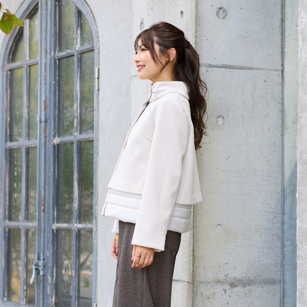 リボンカラードッキングショートコート | レディースファッション