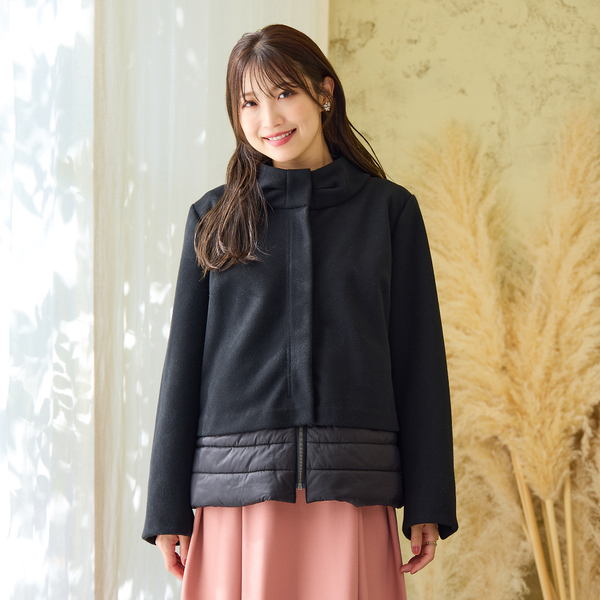 リボンカラードッキングショートコート | レディースファッション