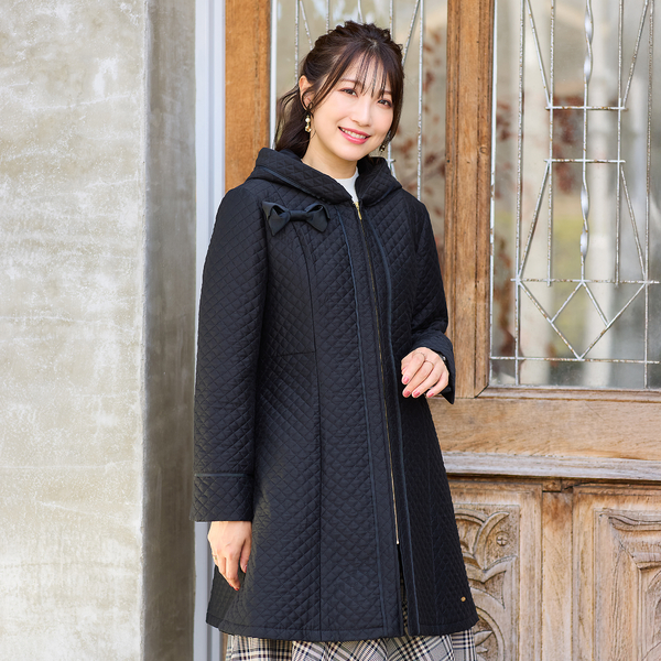 M-StyleLuxe監修】【リボンクリップ付】キルティングリボンコート