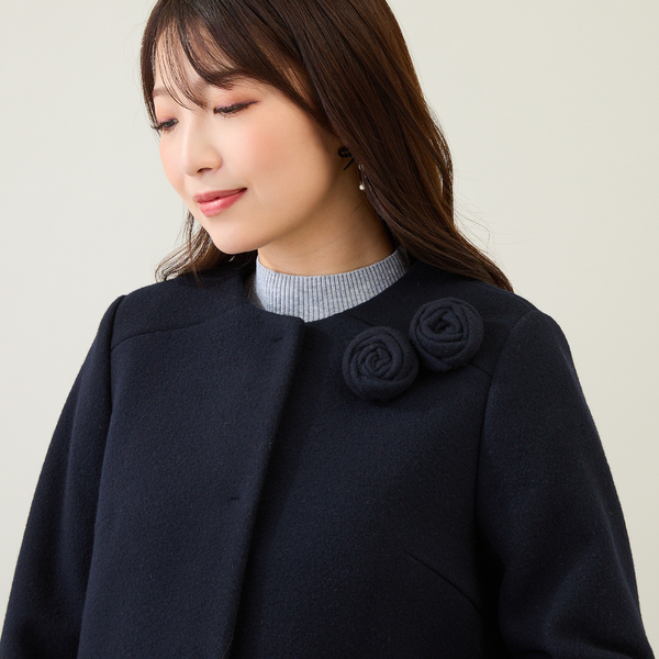 コサージュ付】フレア切替コート | レディースファッション【JUNIOR