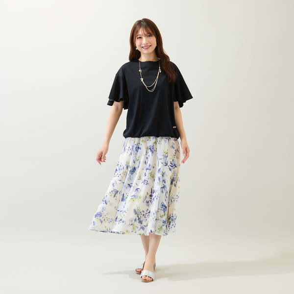 【接触冷感/綿100/手洗いOK】フレアスリーブカットソー SALE／接触冷感／洗える】フレアスリーブカットソー（カットソー