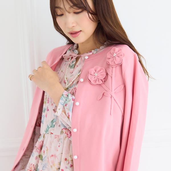 未使用級❤️近年モデル　ウェーブフラワークルーネックカーディガン　アナイ　ピンク 楽天市場】【SALE／50%OFF】メランジブークレ カーディガン ANAYI