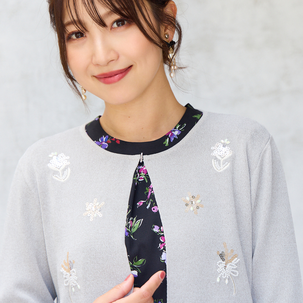 【新品タグ付き】・大きいサイズ46 ✨✨ローズティアラジャケット✨✨ 大きいサイズ対応】80デニールタイツ（51195401