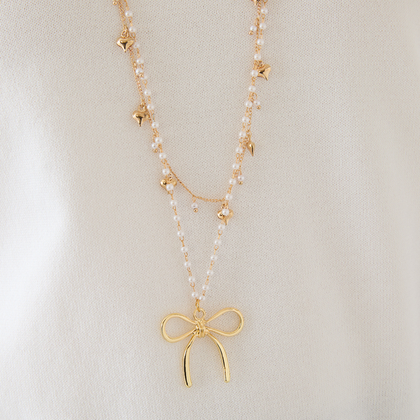 リボン×ハート2連ネックレス | レディースファッション【JUNIOR Online