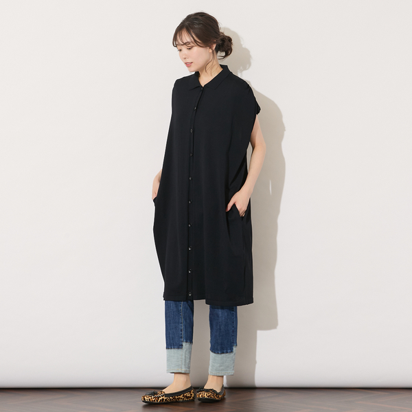 ピサーノ（PISANO）/【手洗いOK】コクーンシルエット・肩タックロングジレ 手洗いOK】コクーンシルエット・肩タックロングジレ | レディース