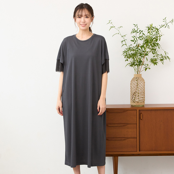 手洗いOK・吸水速乾・接触冷感・遮熱】ボクシーシルエットワンピース