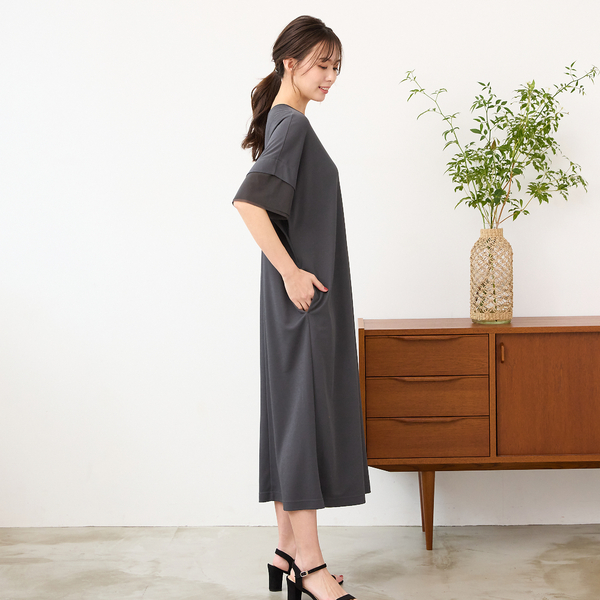 手洗いOK・吸水速乾・接触冷感・遮熱】ボクシーシルエットワンピース