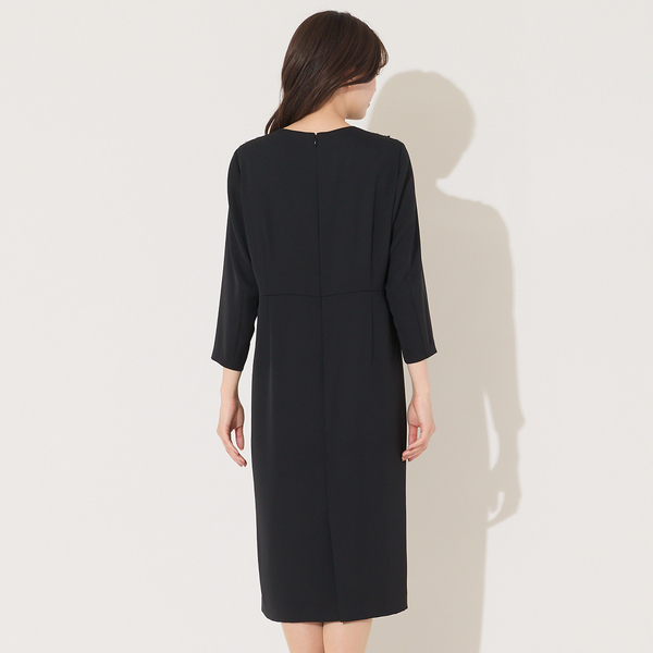 接触冷感・紫外線防止・防シワ】ラウンドネック・ジャカード配色ドレス