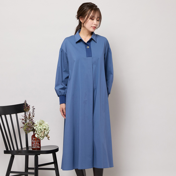 ピサーノ（PISANO）/【手洗いOK】Aライン・オープンカラーワンピース 手洗いOK】Aライン・オープンカラーワンピース | レディース