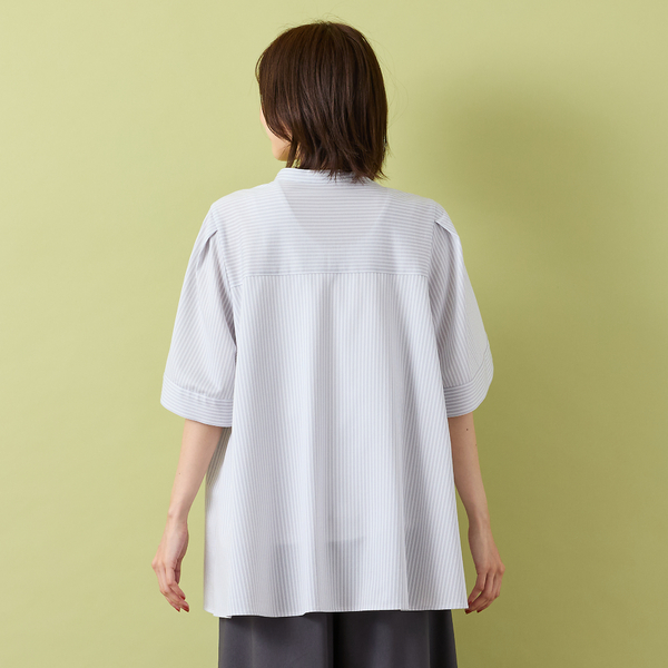 手洗いOK・接触冷感】J-CAMICIEバンドカラーシャツブラウス