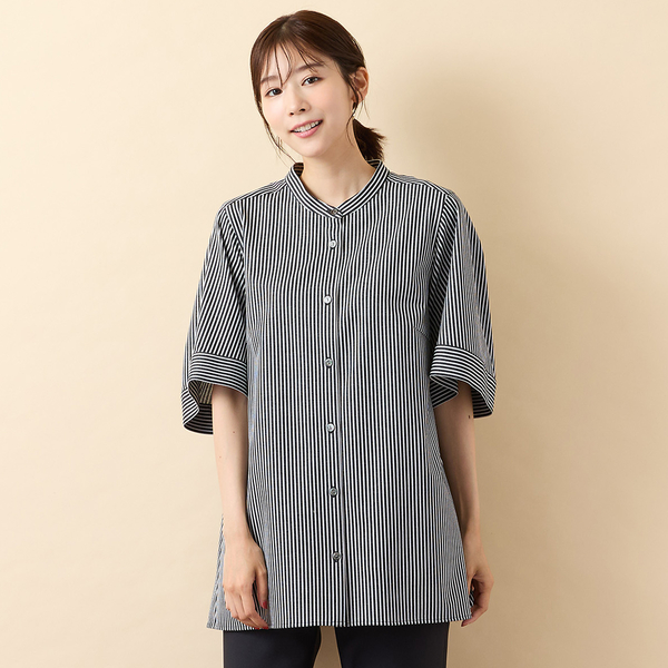 手染め素材 530 手洗いOK・接触冷感】J-CAMICIEバンドカラーシャツブラウス