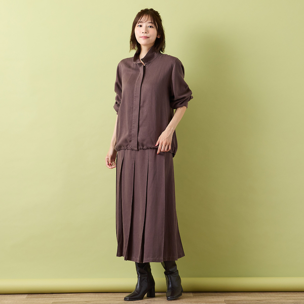 手洗いOK・セットアップ対応】製品洗い加工・デニム風片ヒダプリーツ