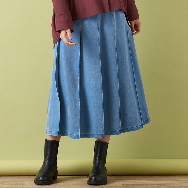 Bridging プリーツスカート　Ｓサイズ 手洗いOK・セットアップ対応】製品洗い加工・デニム風片ヒダプリーツ