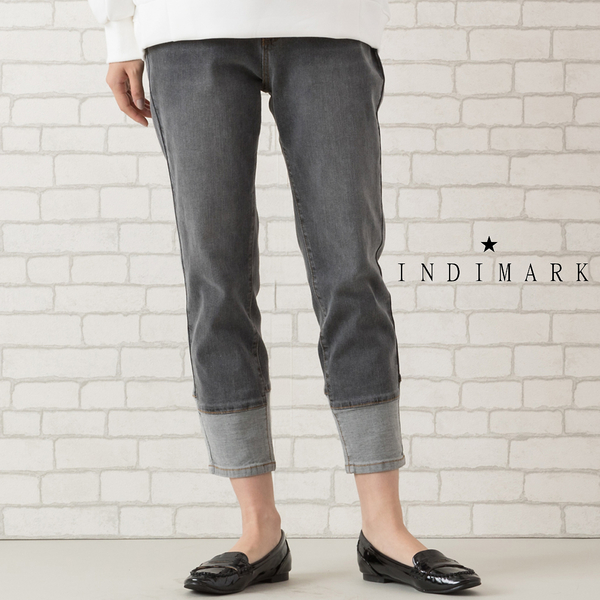 手洗いOK・INDIMARK】裾切り替えデニムパンツ | レディース