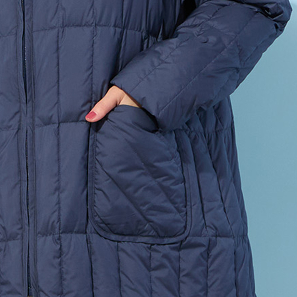 ノーカラー・キルティングダウンコート | レディースファッション