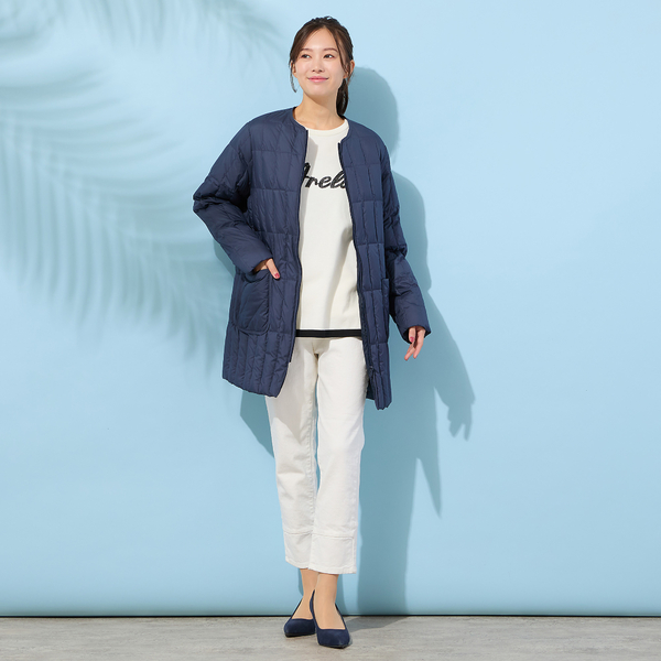 ノーカラー・キルティングダウンコート | レディースファッション