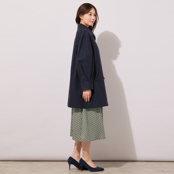 接触冷感】デザインタックスリーブ・ステンカラーコート | レディース