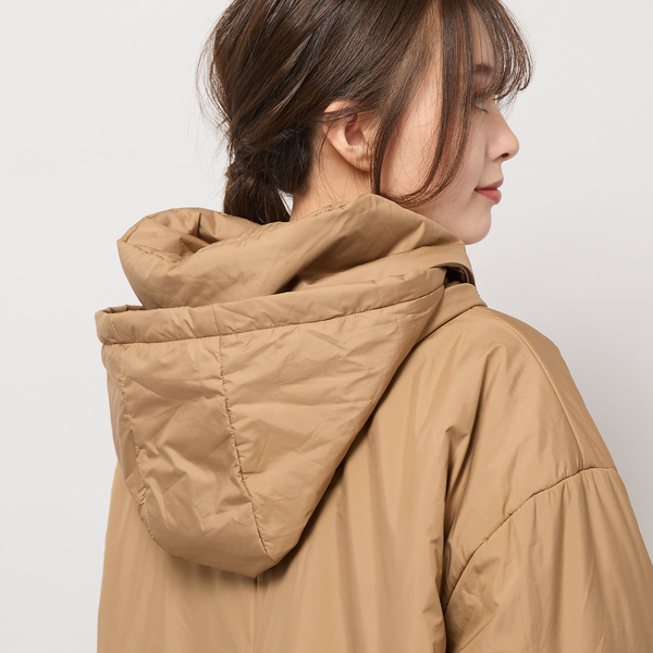 キャメル入り中綿ボリューム襟コート | レディースファッション