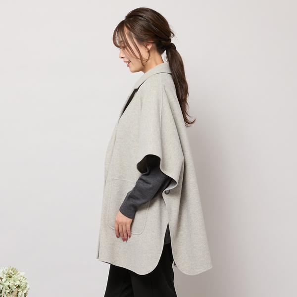 吸湿発熱】テーラードカラー・ポンチョジャケット | レディース