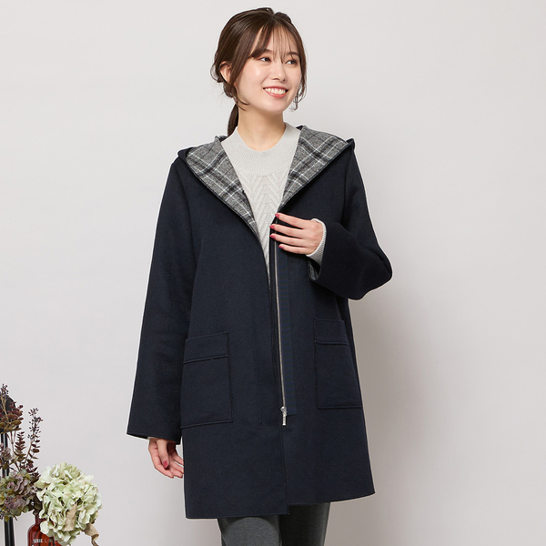 ピサーノ（PISANO）/リバーチェックフーディーコート リバーチェックフーディーコート | レディースファッション【JUNIOR