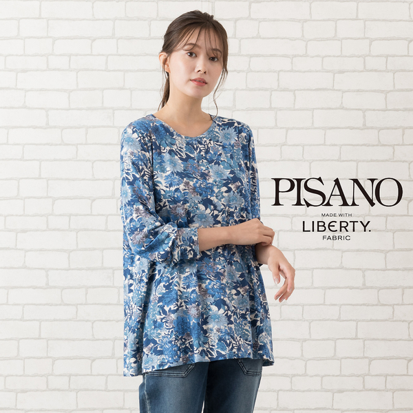 PISANO / ピサーノ 【手洗いOK・リバティコラボ】クルーネックベア天カットソー 手洗いOK・リバティコラボ】クルーネックベア天カットソー