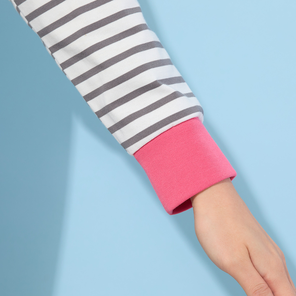 手洗いOK・綿100％・接触冷感・紫外線防止】ラウンドヘムボーダー