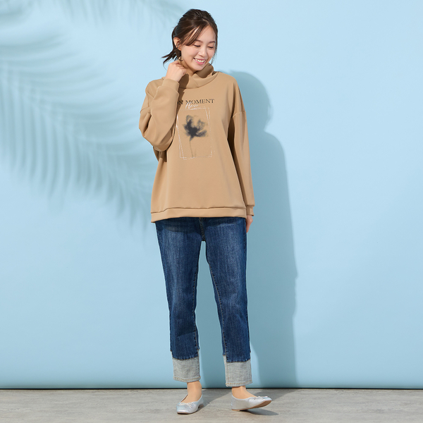 手洗いOK】フラワープリントハイネックトップ | レディース