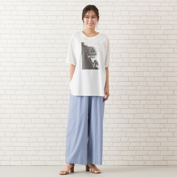 【手洗いOK・綿100％】顔料＋箔プリントリラックスＴシャツ 手洗いOK・綿100％】顔料＋箔プリントリラックスTシャツ