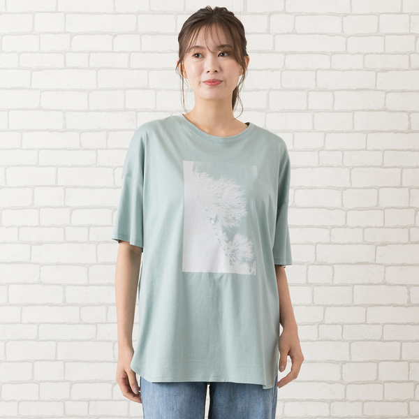 【手洗いOK・綿100％】顔料＋箔プリントリラックスＴシャツ 手洗いOK・綿100％】顔料＋箔プリントリラックスTシャツ