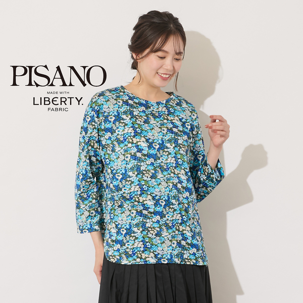 ピサーノ（PISANO）/【手洗いOK・綿100％・リバティコラボ】フラワープリントラウンドヘムカットソー 手洗いOK・綿100％・リバティコラボ】フラワープリントラウンドヘム