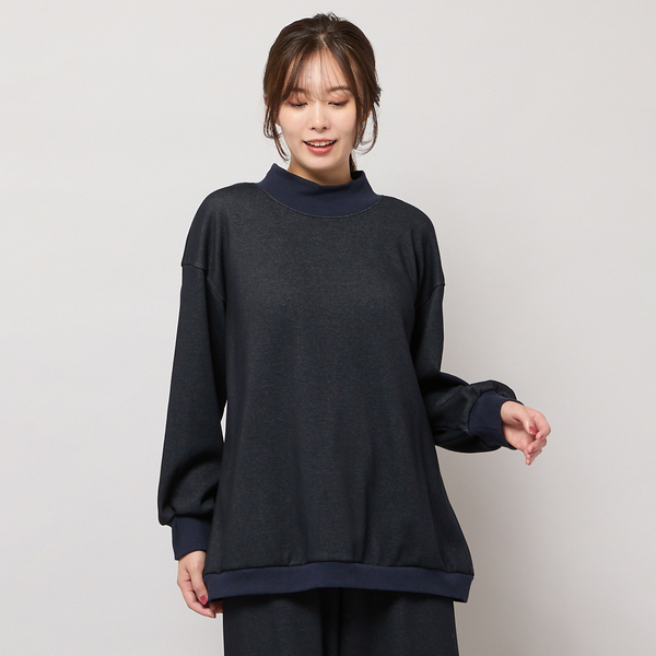 手洗いOK・セットアップ対応】裏起毛ハイネックトップ | レディース