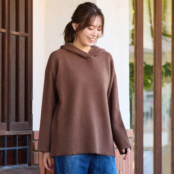 FOXダブルフェイス・フーディーニット | レディースファッション