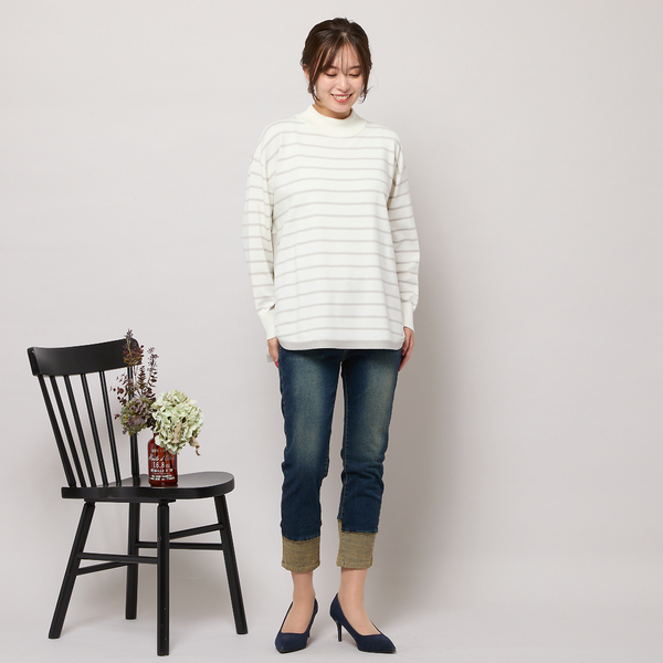 ピサーノ（PISANO）/ハイネックボーダー柄ニットトップ ハイネックボーダー柄ニットトップ | レディースファッション【JUNIOR