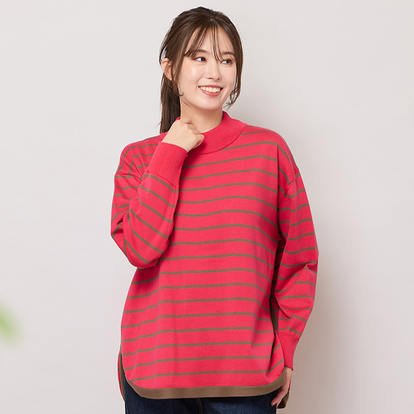 ハイネックボーダー柄ニットトップ | レディースファッション【JUNIOR