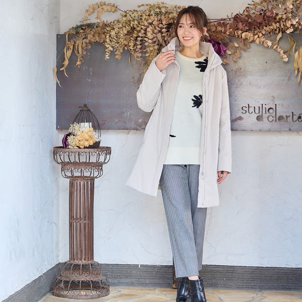 手洗いOK】フラワーモチーフジャカードニット | レディース