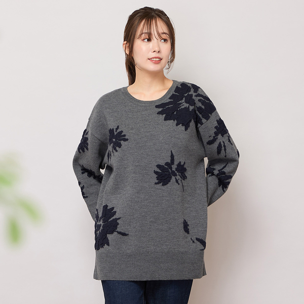 ピサーノ（PISANO）/【手洗いOK】フラワーモチーフジャカードニット 手洗いOK】フラワーモチーフジャカードニット | レディース