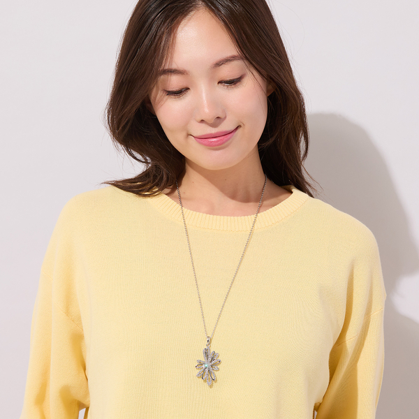 フラワーモチーフシルバー調ネックレス | レディースファッション
