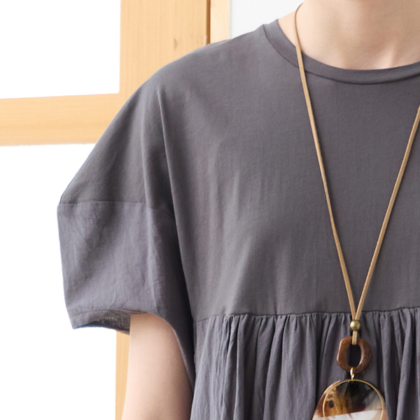 S～Mフリーサイズ】カットソー×布帛切替ワンピース | レディース
