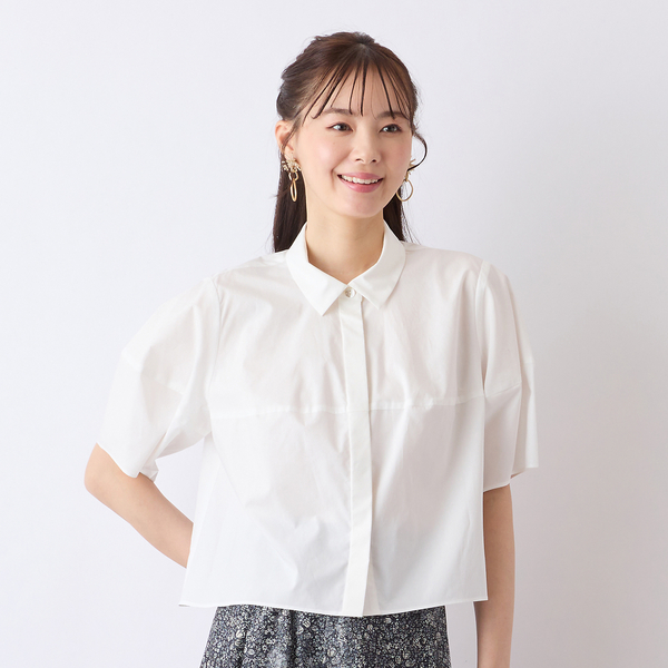 【Charme par Eclat】ウォッシャブル　タック比翼ブラウス Charme par Eclat】ウォッシャブル タック比翼ブラウス