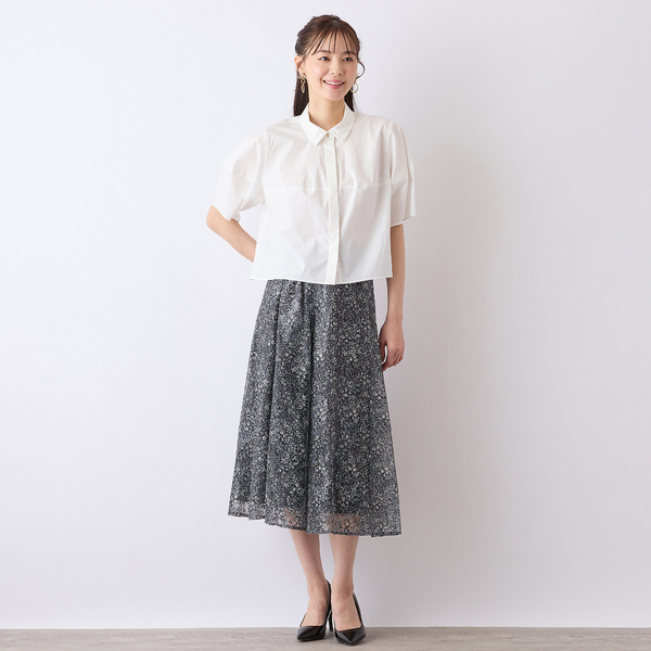 【Charme par Eclat】ウォッシャブル　タック比翼ブラウス Charme par Eclat】ウォッシャブル タック比翼ブラウス