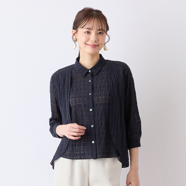 ブルレア　bluelea シースルーチェックブラウス ブルレア シースルーチェックブラウス （bluelea シースルー